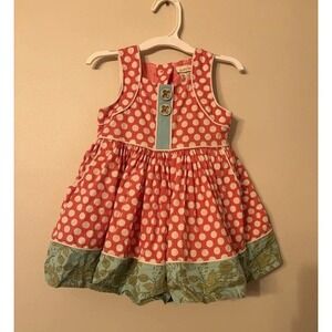 Matilda Jane Pink White Polka Dots & Blue Green Floral Toddler Girl Size 2 Dress